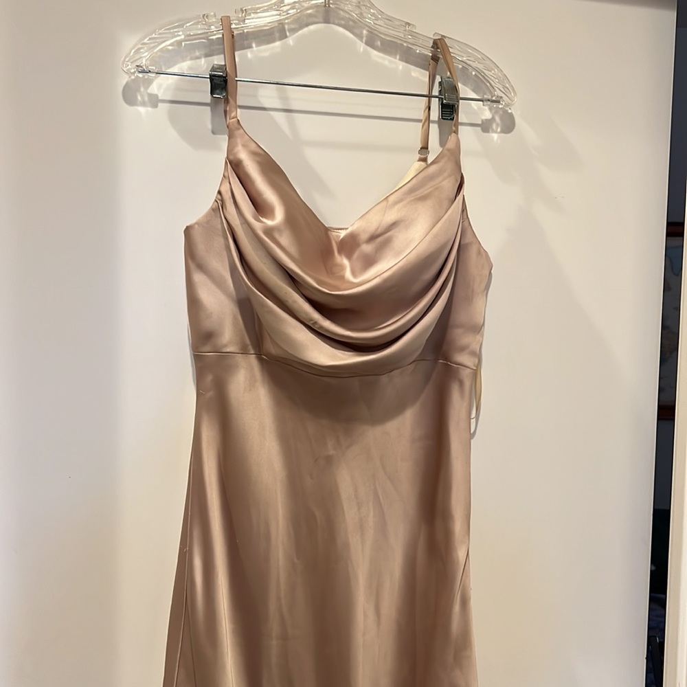 Revelry Skye Satin Dress - size 10 - gold champagne